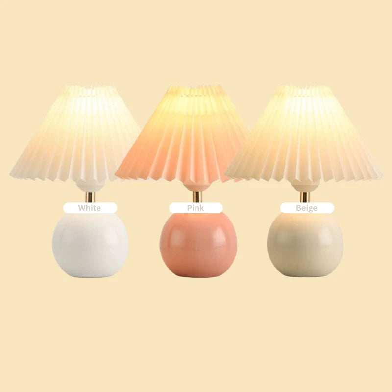 Pink Beige and White Ceramic table Lamp