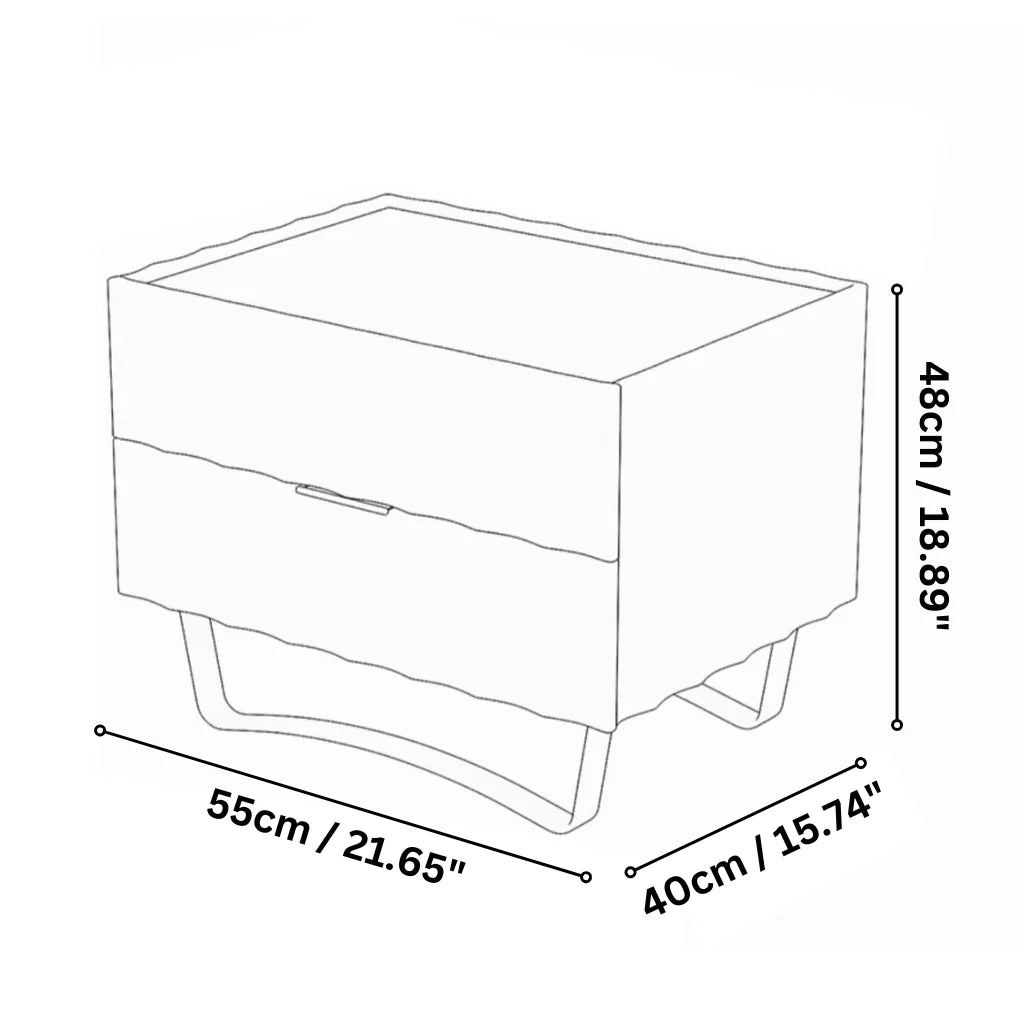 Dimension image of the 2 Drawer Nightstand