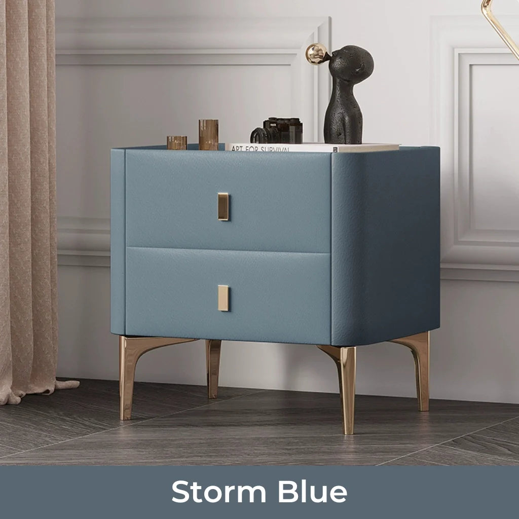 a modern nightstand idea in storm blue