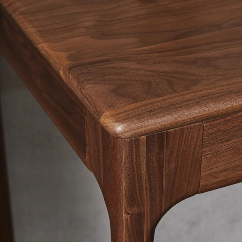 the smooth edge of a retro wood desk