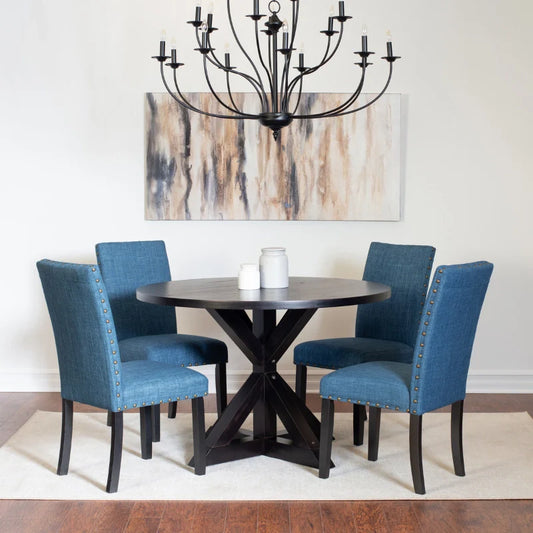 Round Wood Dining Table for 4 in a Modern Dining Setting with Minimal Décor