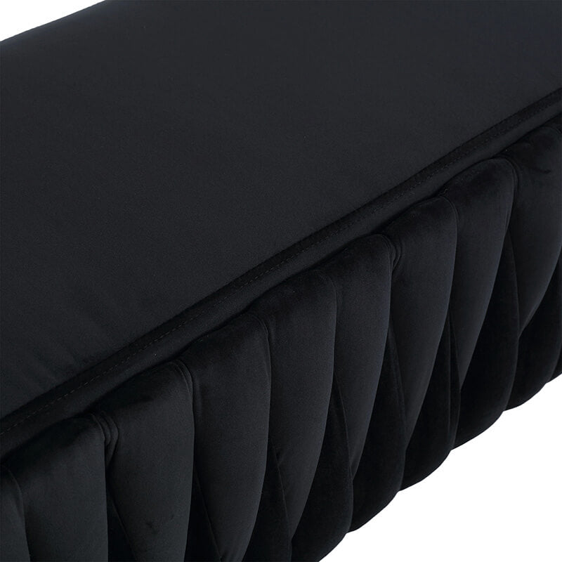 42" Black Velvet Storage Ottoman Bench 