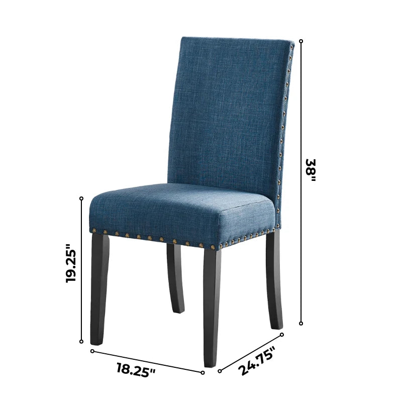 Dimension of Blue upholstered Dining Room Chair 