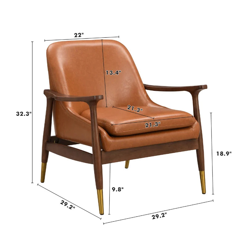 Dimension of brown leather accent chair