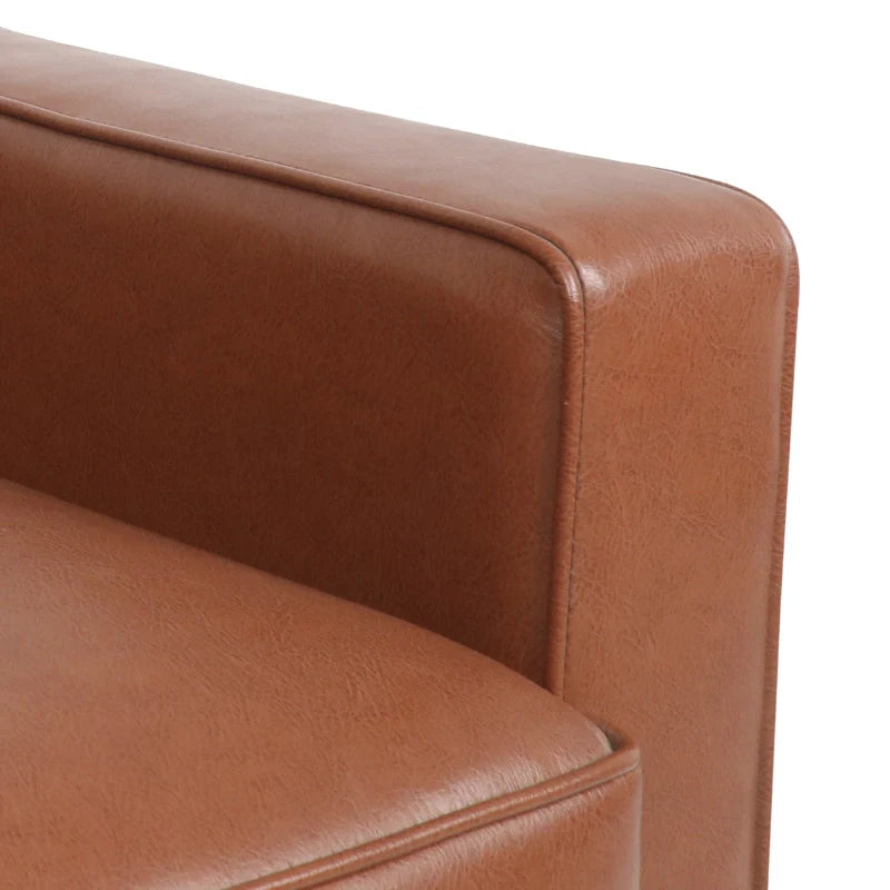 Sleek armrest of Brown Leather Accent Chair