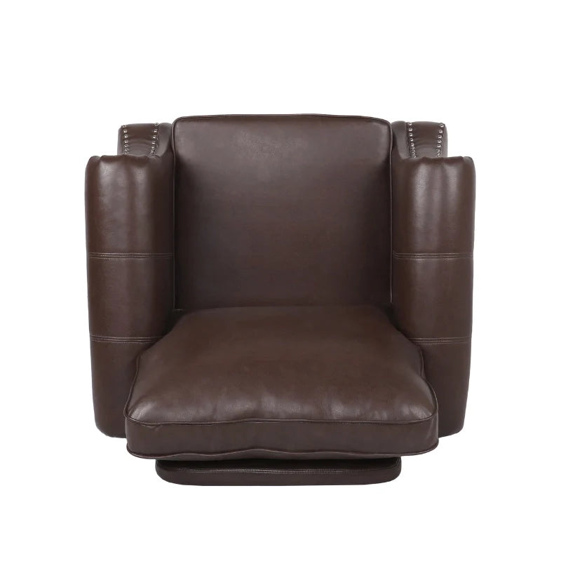 Top View of Brown Leather Accent Chair