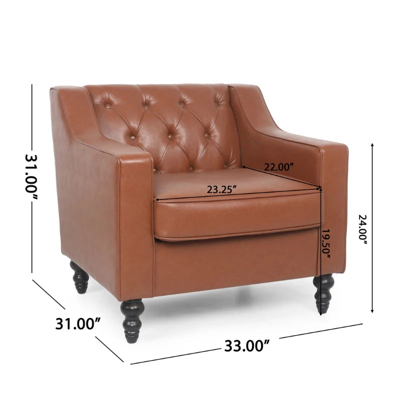 Dimension of  Brown Leather Accent Chair 