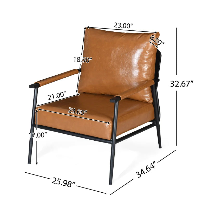 Dimension of Brown Leather Accent Chair 