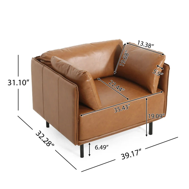 Dimension of brown leather lounge chair