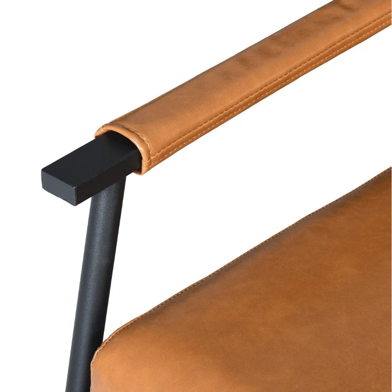 Brown Leather Accent Chair highlighting sleek armrest