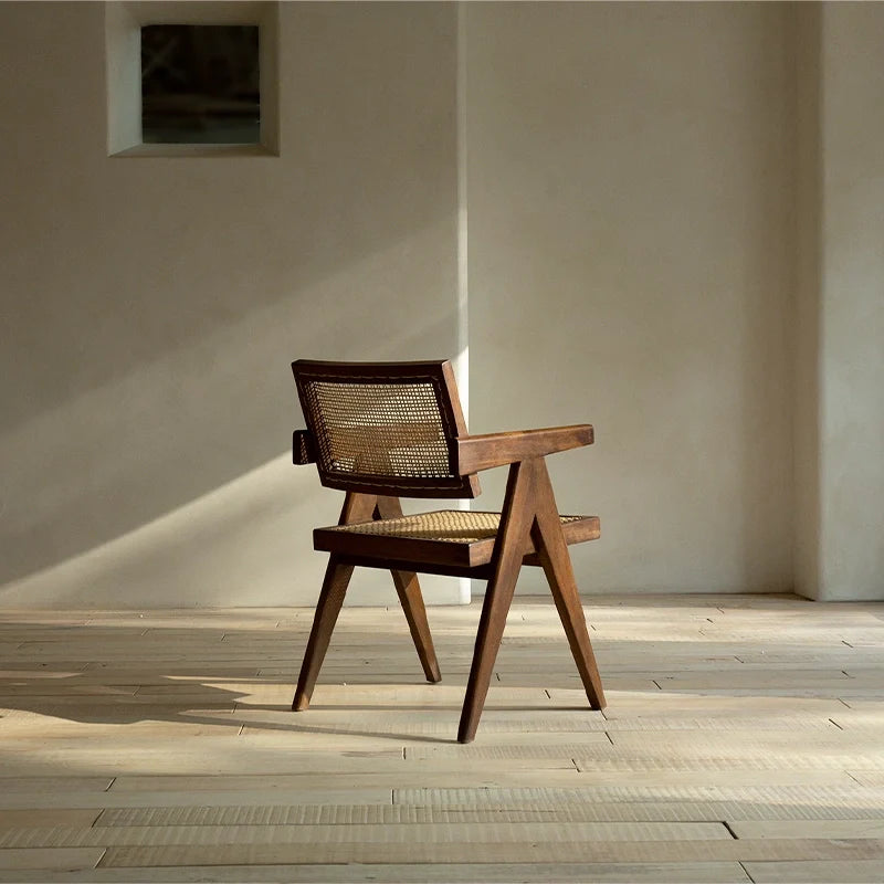 A Rattan Dining Chair with Cushion in a Living Space