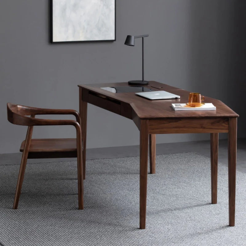 Curved Corner Desk with Drawers in a Stunning office space - Side View