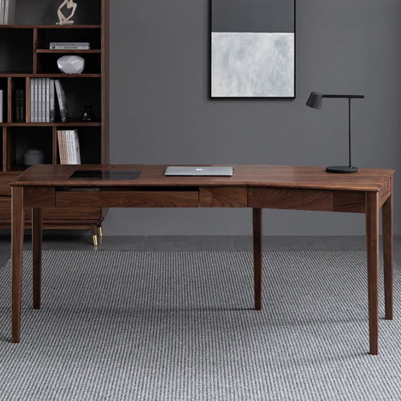 Curved Corner Desk with Drawers in a Stunning office space showing its wide table top