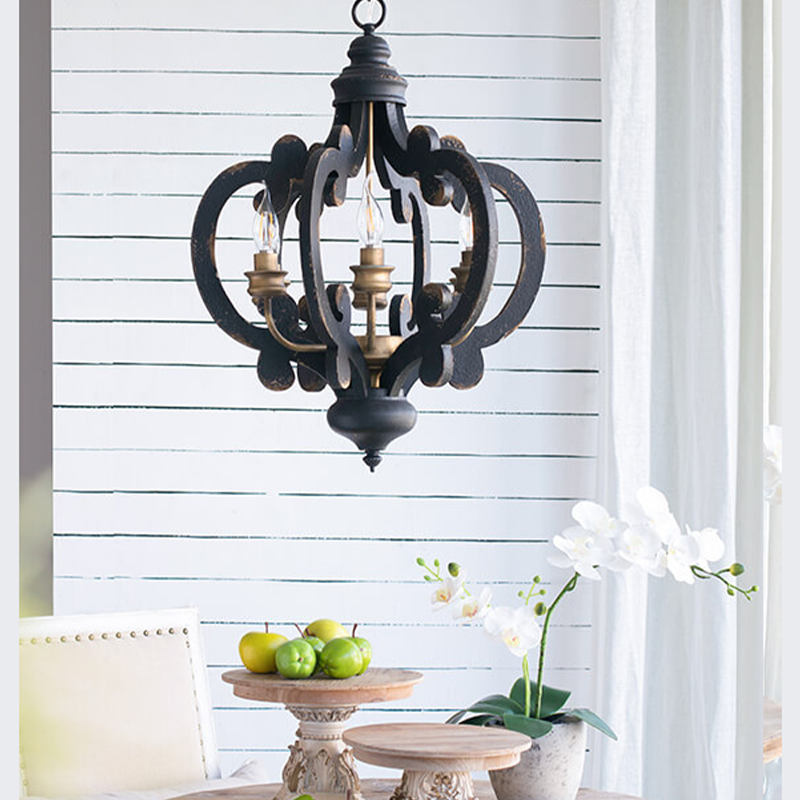 French Country Wood Farmhouse Pendant Light