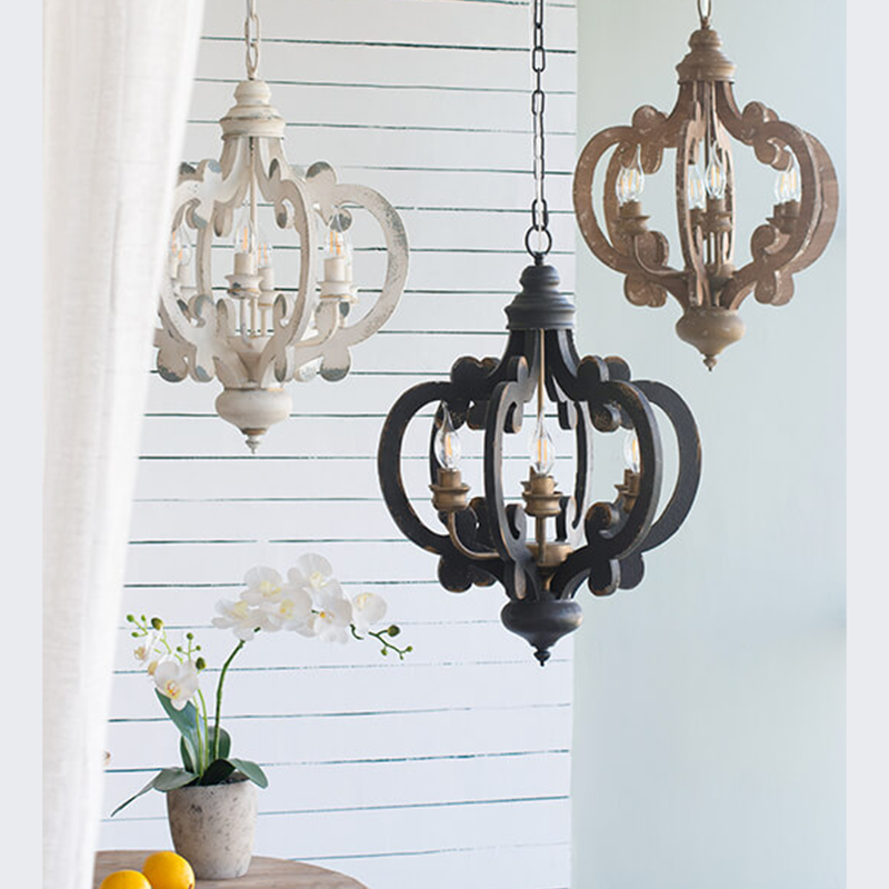 French Country Wood Farmhouse Pendant Light