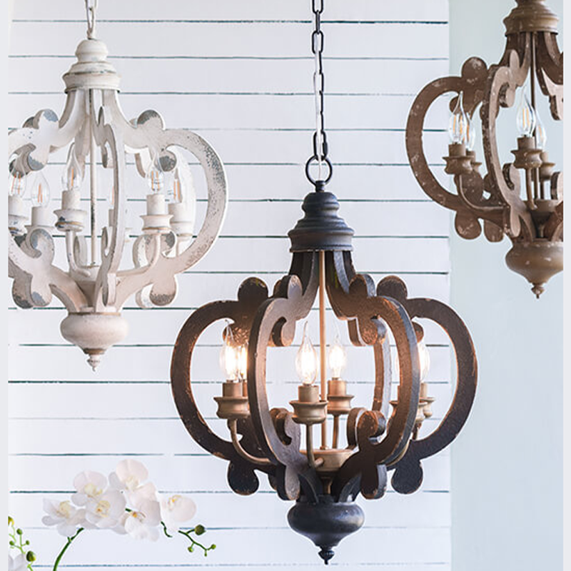 French Country Wood Farmhouse Pendant Light