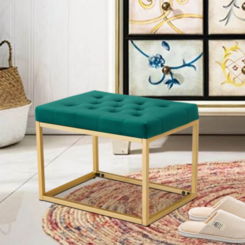 21" Dark Green Velvet Shoe Vanity Changing Stool