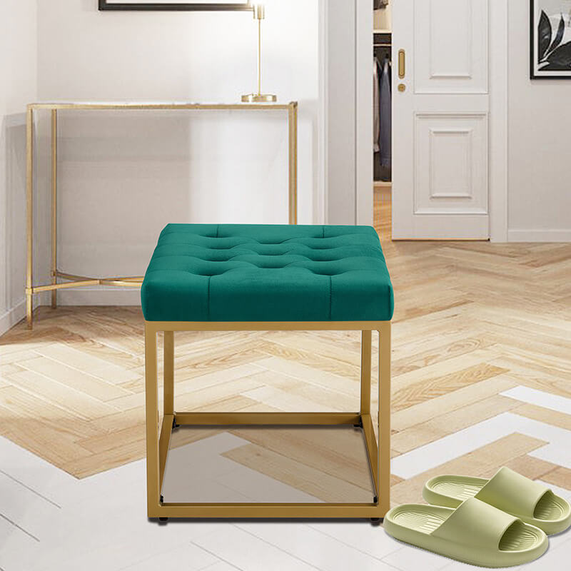 21" Dark Green Velvet Shoe Vanity Changing Stool