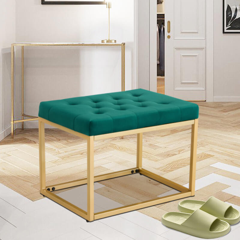 21" Dark Green Velvet Shoe Vanity Changing Stool