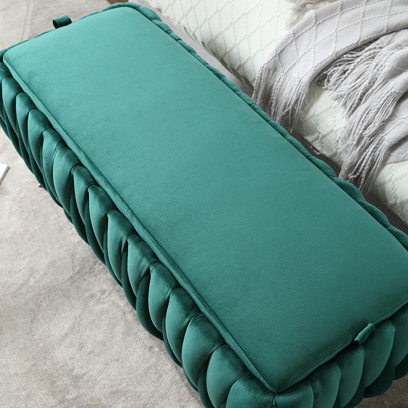 42" Emerald Velvet Storage Ottoman Bench 