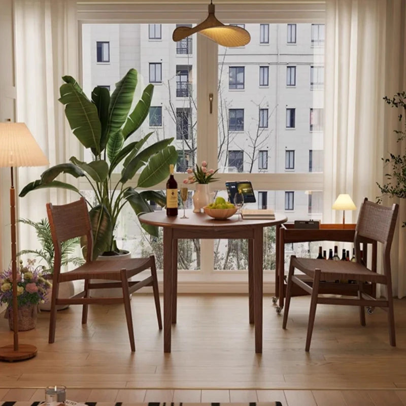 a wooden dining table extendable in a chic living space