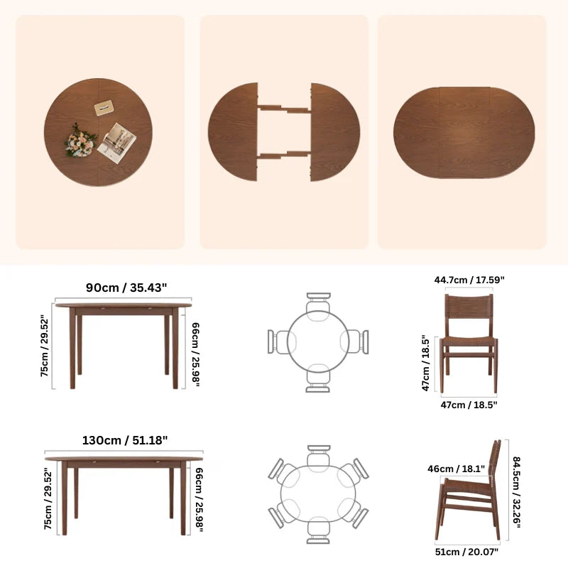 Solid Wood Extendable Dining Table Dimensions