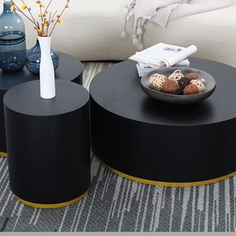 Fully Assembled Black Wooden Round Coffee Table