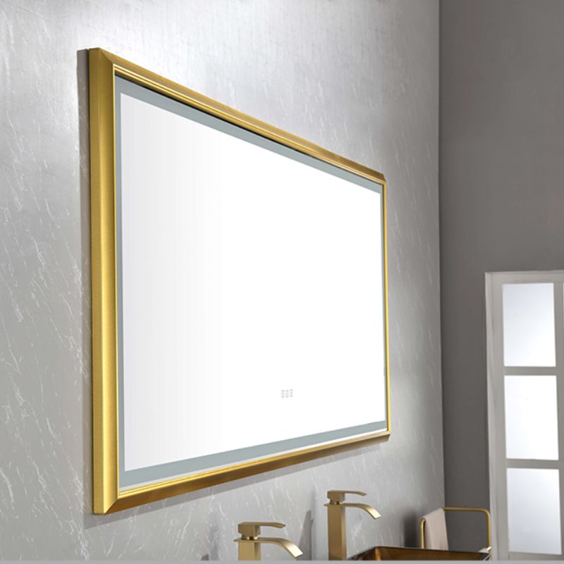 Gold Framed Anti-Fog LED Bathroom Mirror.