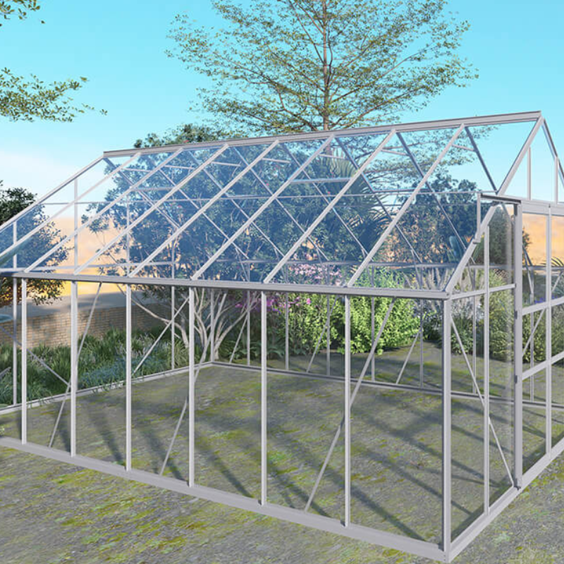 Polycarbonate Greenhouse With Roof Vent And Sliding Doors - W10' x D12'