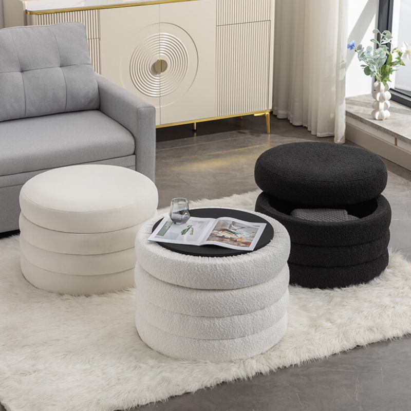 Round Storage Ottoman