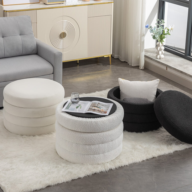 Round Storage Ottoman