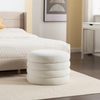 24.5" Ivory Velvet Round Storage Ottoman Footstool