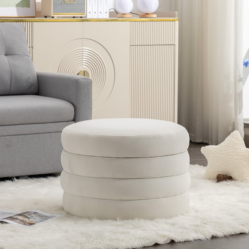 Round Storage Ottoman