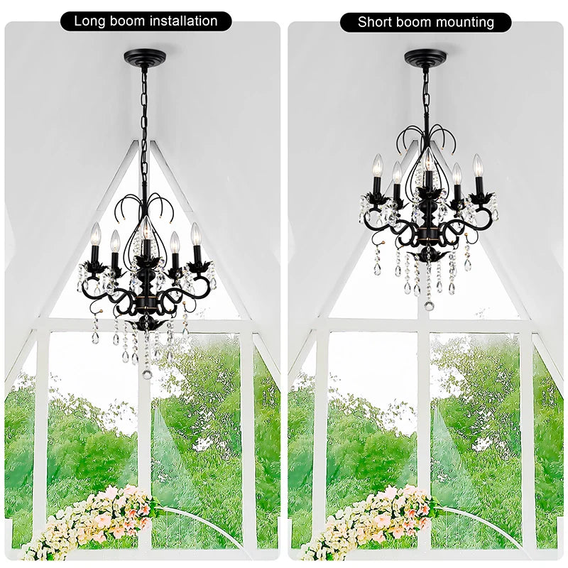 Crystal Glass Kitchen Pendant Light showcasing Long and short Boom Mounting Options