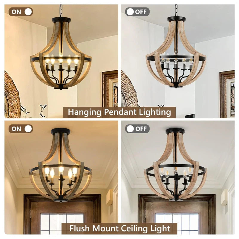 4 in one photo highlighting Kitchen Pendant light as in switch off and on state as hanging pendant light and flush mount ceiling light 