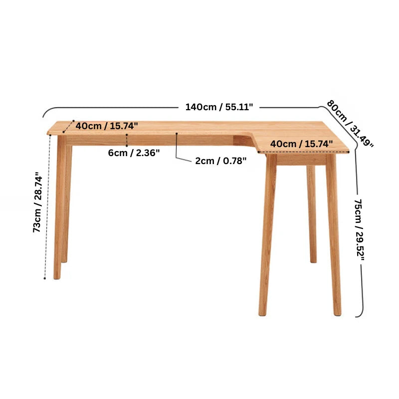 Dimension image of L Shaped Wood desk for small spaces