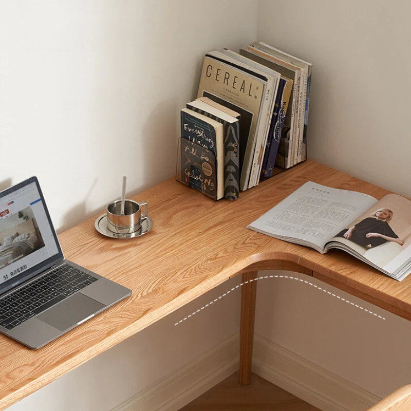 L-Shaped Wood Desk highighting its corner design