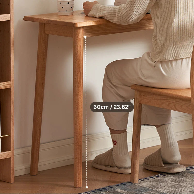 L-Shaped Wood Desk highlighting its table leg length