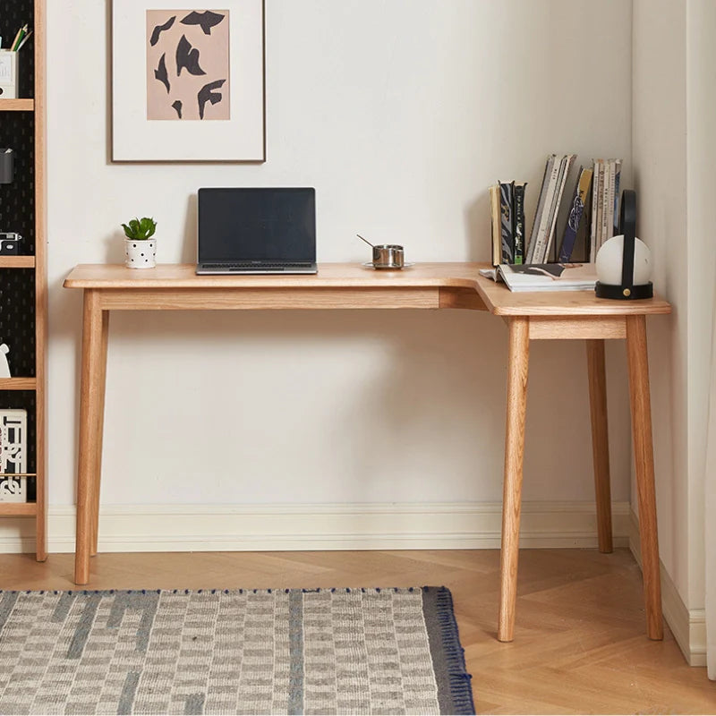 Corner desk for small spaces in natural color