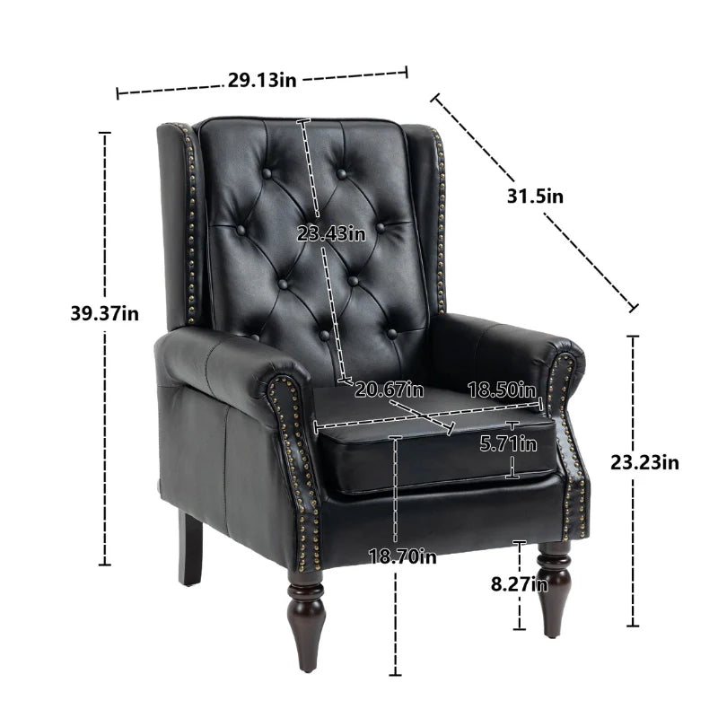 Classic Tufted Leather Accent Chair – High-Back Armchair