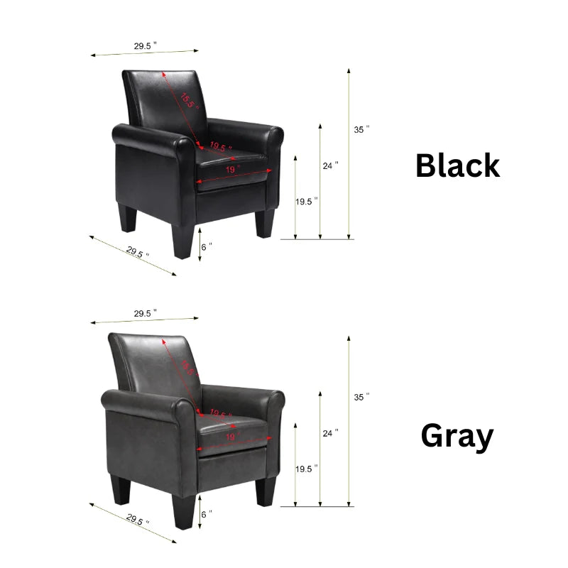 Dimensions of the Black and Grey variant of the leather accent chair