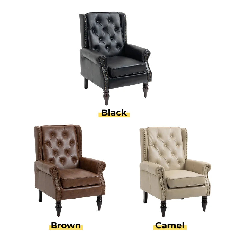 An image showing the Camel, Brown and Black variant of classic leather accent chair