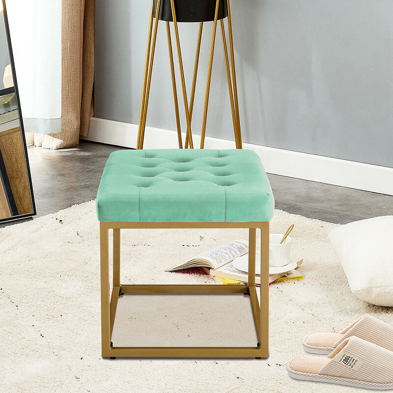 21" Light Green Velvet Shoe Vanity Changing Stool