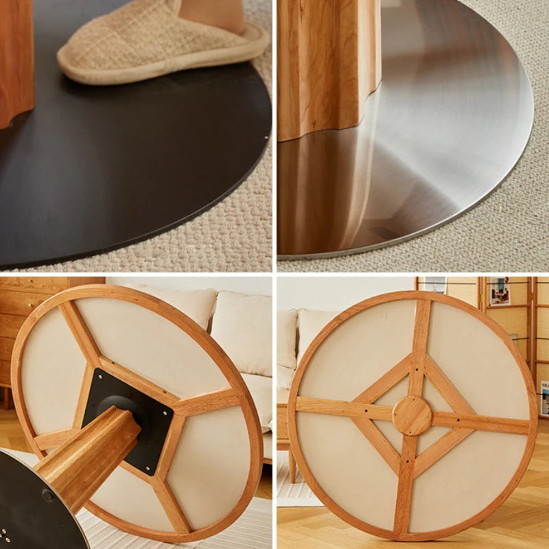 Different Angles of the Iron Base of a wood pedestal dining table