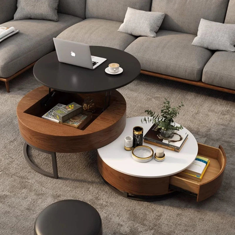 a solid wood lift top coffee table in a modern setting