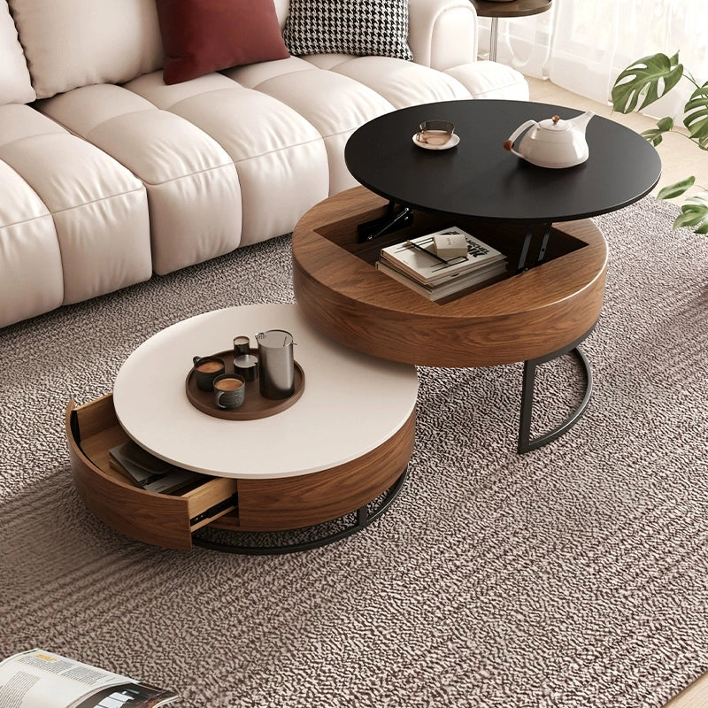 a wood lift top coffee table in a modern living room