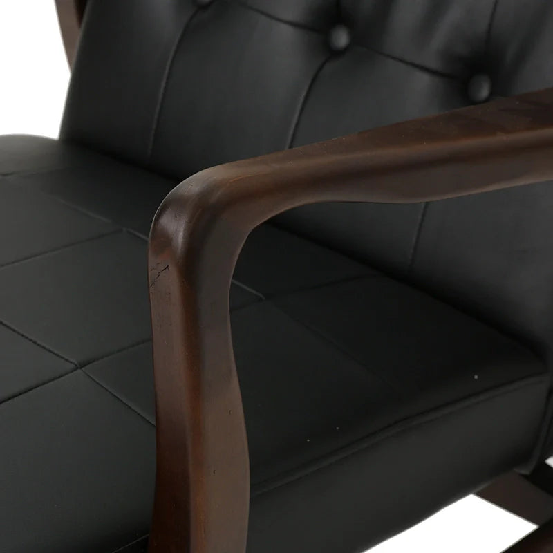 a wood and leather accent chair