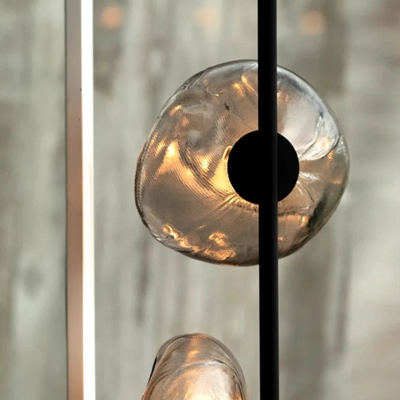 a close-up view of a midcentury modern floor lamp 