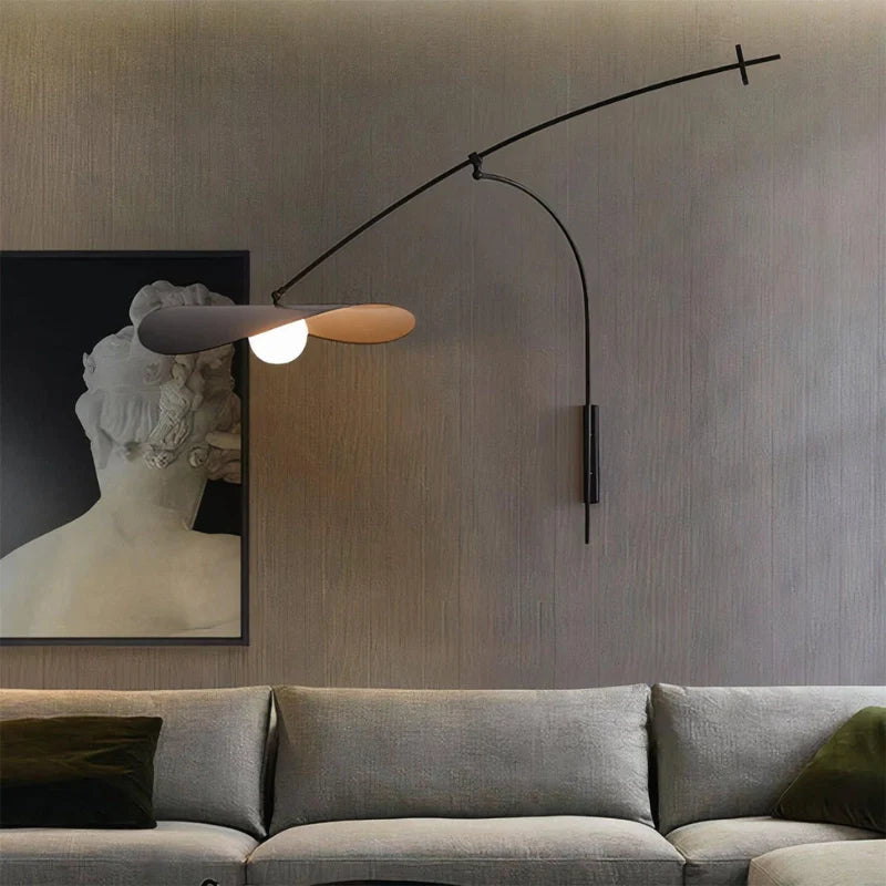 a plug in wall lamp in a modern living room