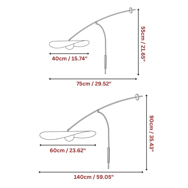 dimensions of plug in lamps for walls